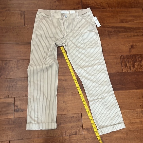 Anthropologie Hei Hei Pants Khaki Cream Pin Striped Relaxed Pockets Size 28 - Picture 8 of 15